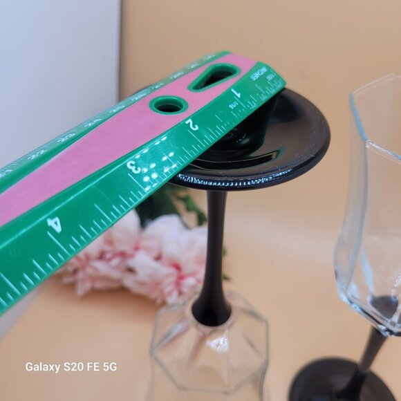 Vintage Luminarc France Octime Black Stemmed Water Goblets Wine Glasses Set of 2 - Picture 14 of 14